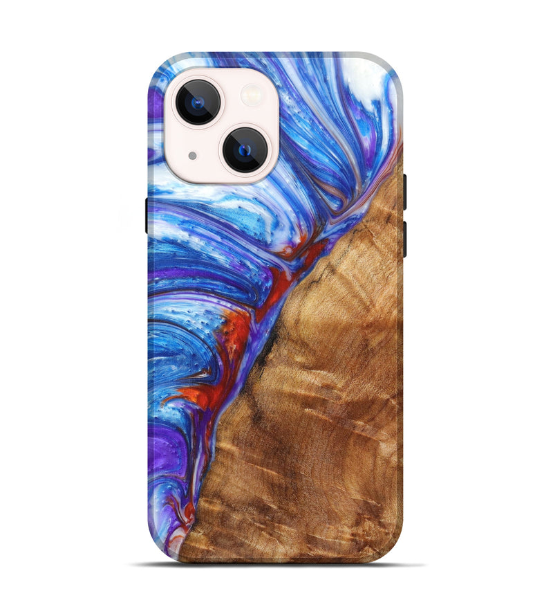 iPhone 13 Wood+Resin Live Edge Phone Case - Zaven (Light Blue, 608564)