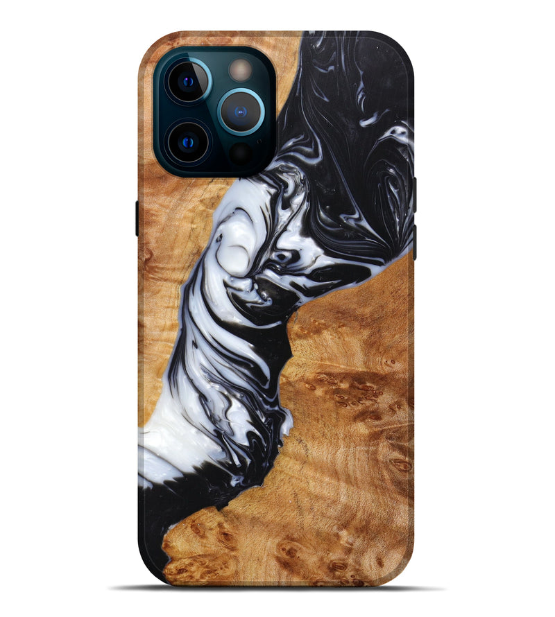iPhone 12 Pro Max Wood+Resin Live Edge Phone Case - Wilfred (Black & White, 625509)