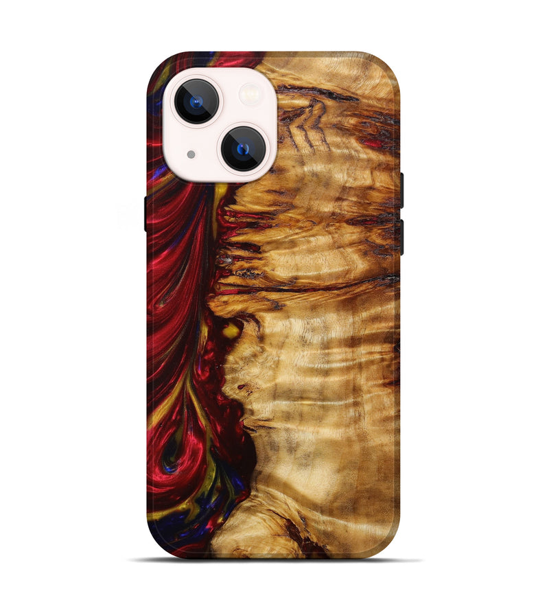 iPhone 14 Wood+Resin Live Edge Phone Case - Gabrielle (Red, 641143)