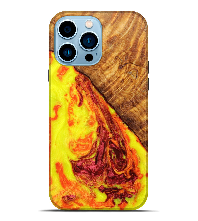 iPhone 14 Pro Max Wood+Resin Live Edge Phone Case - Edgar (Red, 642813)