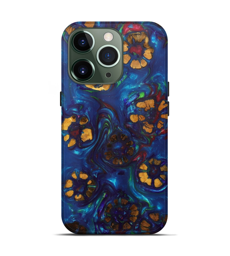 iPhone 13 Pro Wood+Resin Live Edge Phone Case - Kwong (Light Blue, 596649)