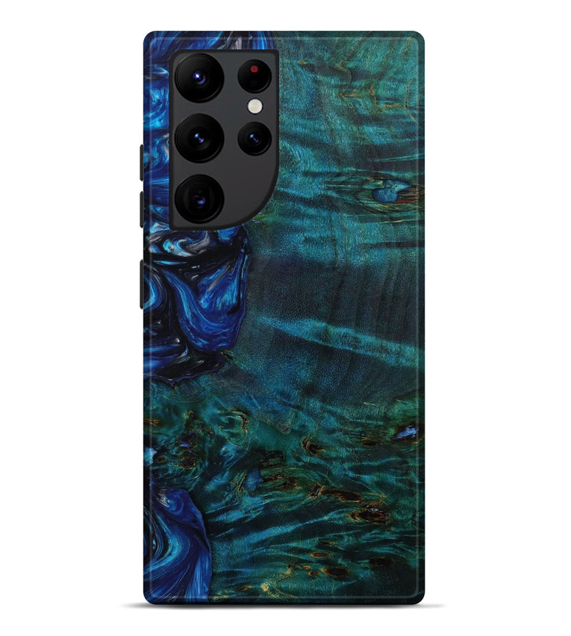 Galaxy S22 Ultra Wood+Resin Live Edge Phone Case - Amina (Blue, 644004)