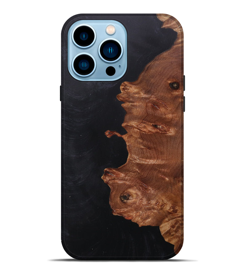 iPhone 14 Pro Max Wood+Resin Live Edge Phone Case - Jennifer (Black & White, 626637)