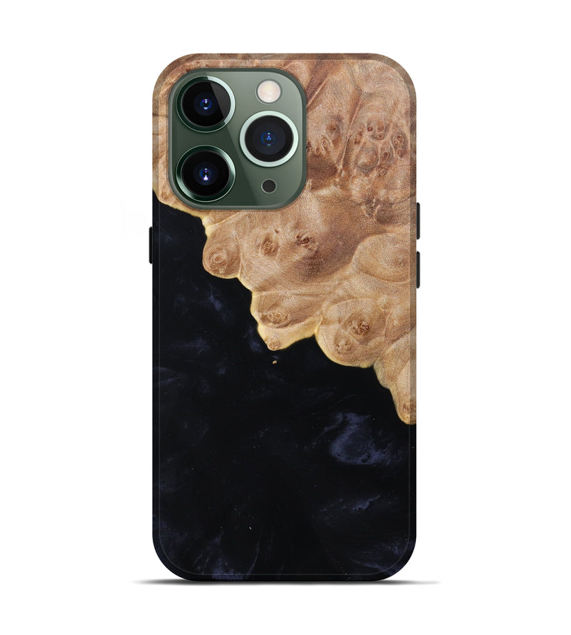 iPhone 13 Pro Wood+Resin Live Edge Phone Case - Stuart (Pure Black, 616822)