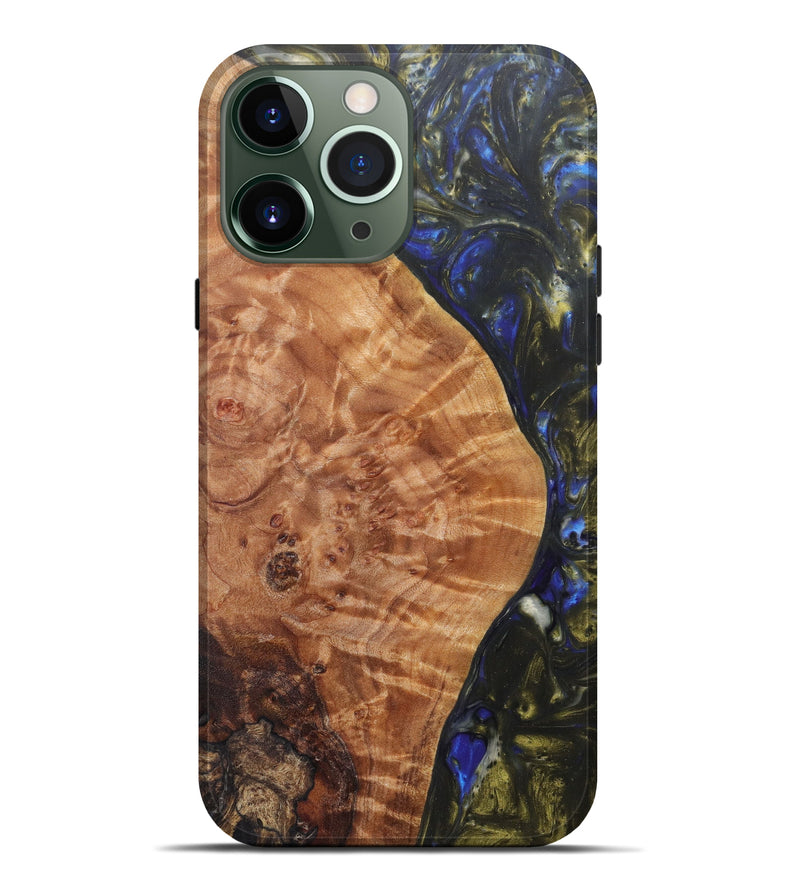 iPhone 13 Pro Max Wood+Resin Live Edge Phone Case - Doralynn (Dark Blue, 598634)