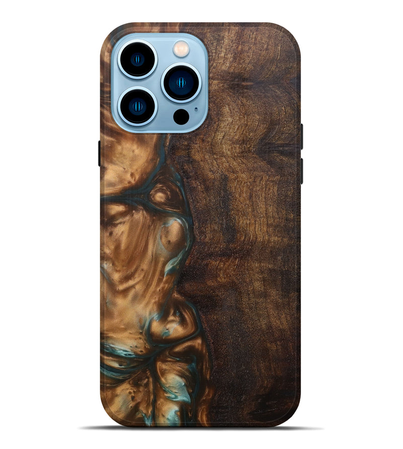 iPhone 14 Pro Max Wood+Resin Live Edge Phone Case - Jeni (Metallic, 597355)