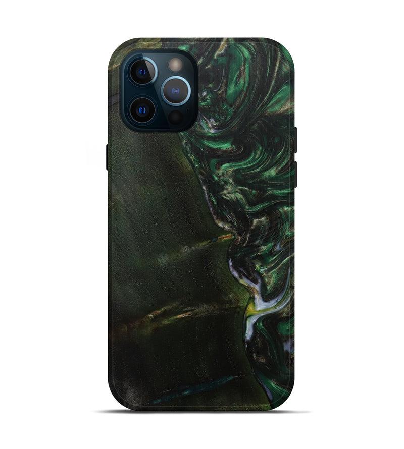 iPhone 12 Pro Wood+Resin Live Edge Phone Case - Fredia (Dark Green, 584077)