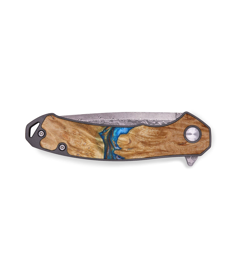 EDC Wood+Resin Pocket Knife - Wilson (Teal & Gold, 644107)