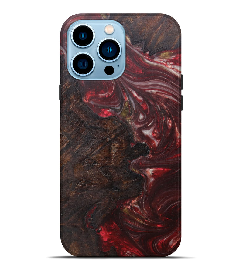 iPhone 14 Pro Max Wood+Resin Live Edge Phone Case - Neil (Dark Red, 592354)