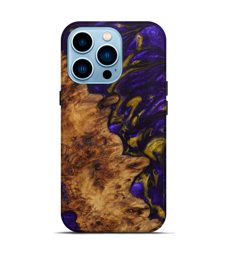 iPhone 14 Pro Wood+Resin Live Edge Phone Case - Shavon (Purple, 613910)