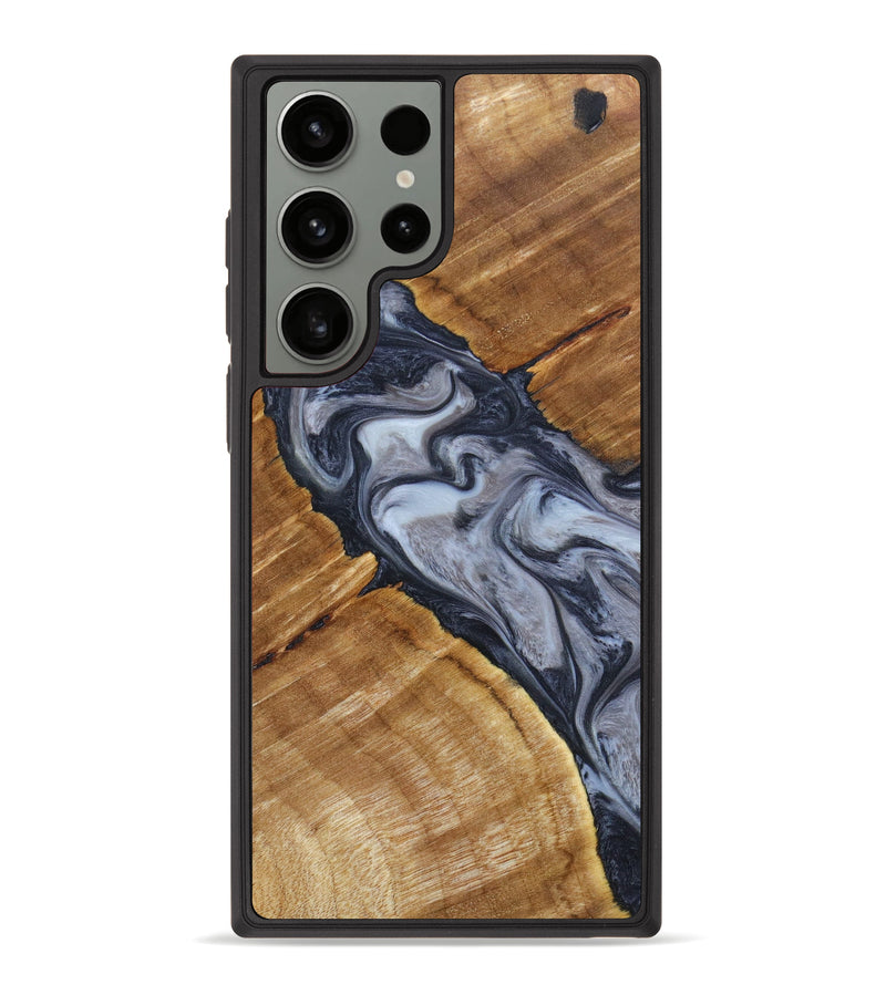 Galaxy S23 Ultra Wood+Resin Phone Case - Freya (Black & White, 635978)