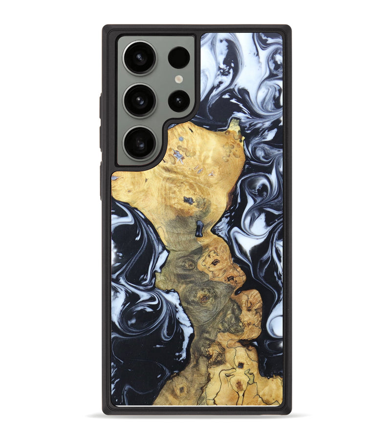 Galaxy S23 Ultra Wood+Resin Phone Case - Loni (Black & White, 624440)