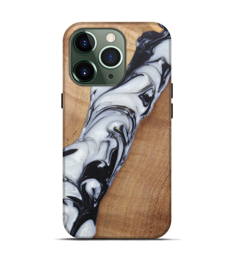 iPhone 13 Pro Wood+Resin Live Edge Phone Case - Jinann (Black & White, 588644)