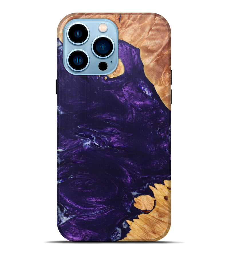 iPhone 14 Pro Max Wood+Resin Live Edge Phone Case - Bibbie (Purple, 607155)