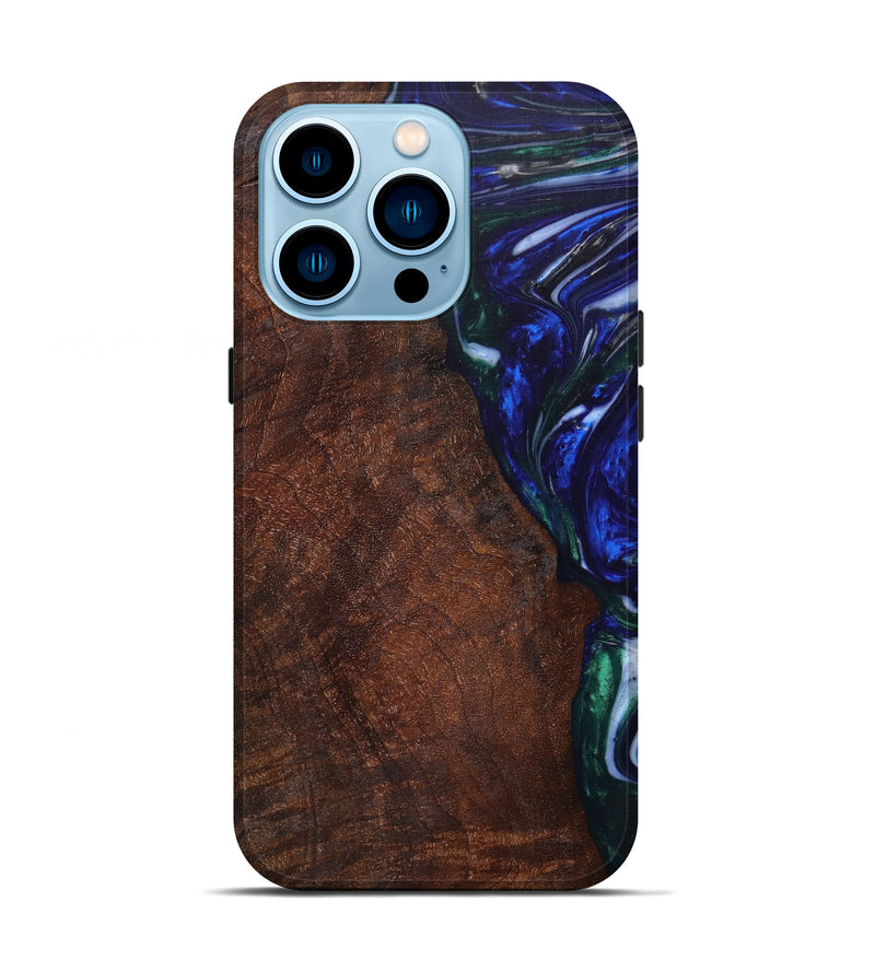 iPhone 14 Pro Wood+Resin Live Edge Phone Case - Marco (Blue, 625758)