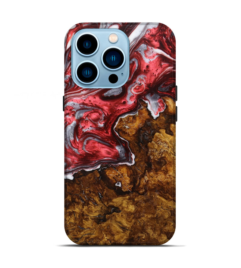 iPhone 14 Pro Wood+Resin Live Edge Phone Case - Sybille (Red, 633205)