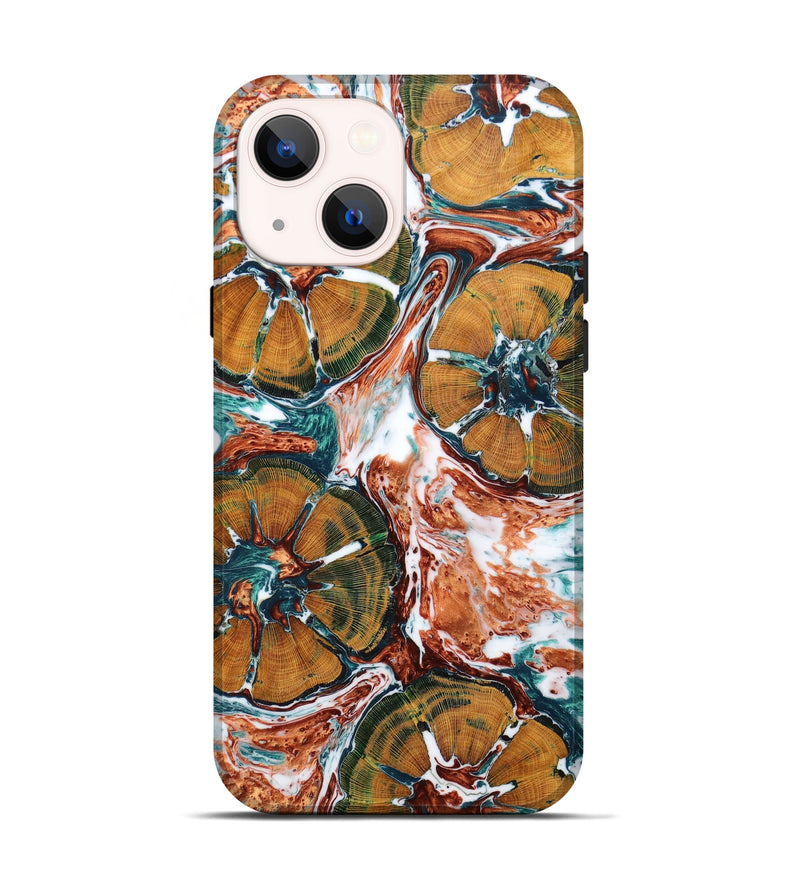 iPhone 13 Wood+Resin Live Edge Phone Case - Gee (Green, 633818)