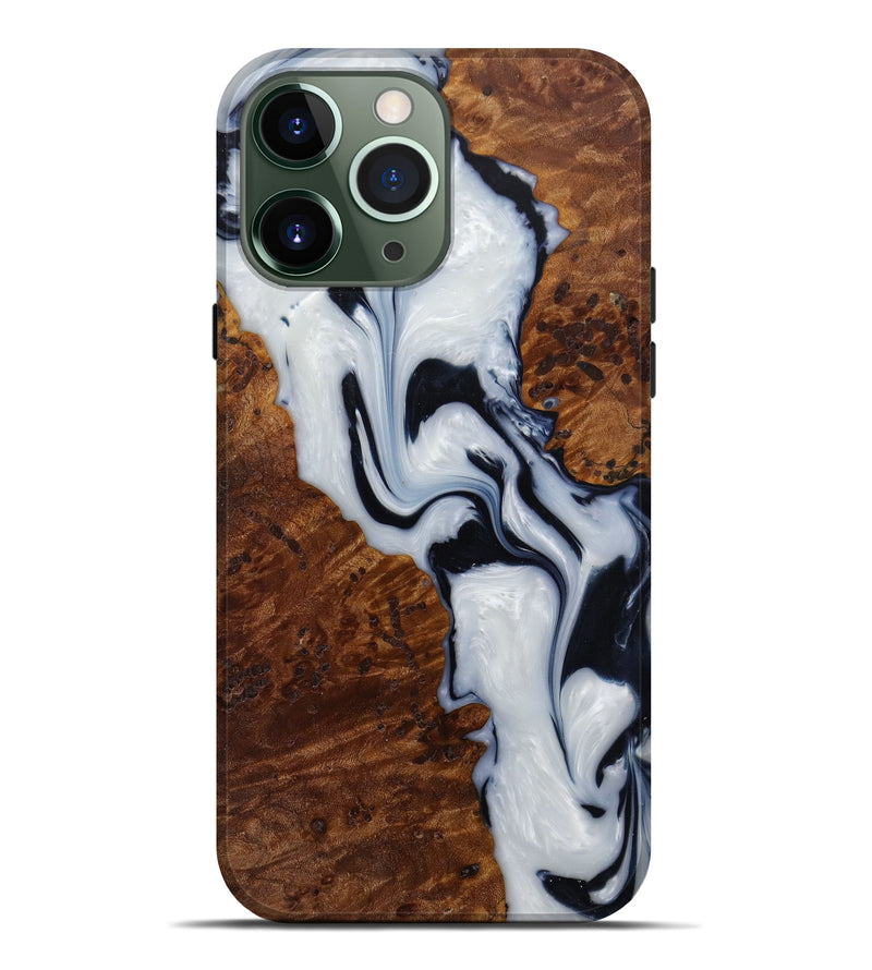iPhone 13 Pro Max Wood+Resin Live Edge Phone Case - Quinn (Black & White, 582855)