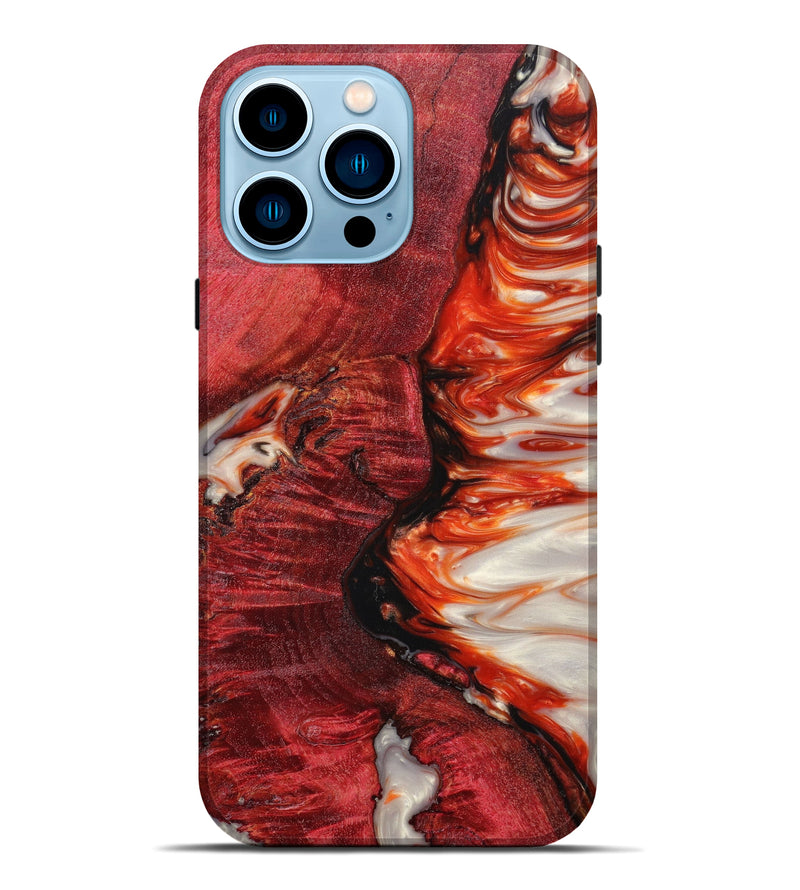 iPhone 14 Pro Max Wood+Resin Live Edge Phone Case - Eilis (Red, 633171)