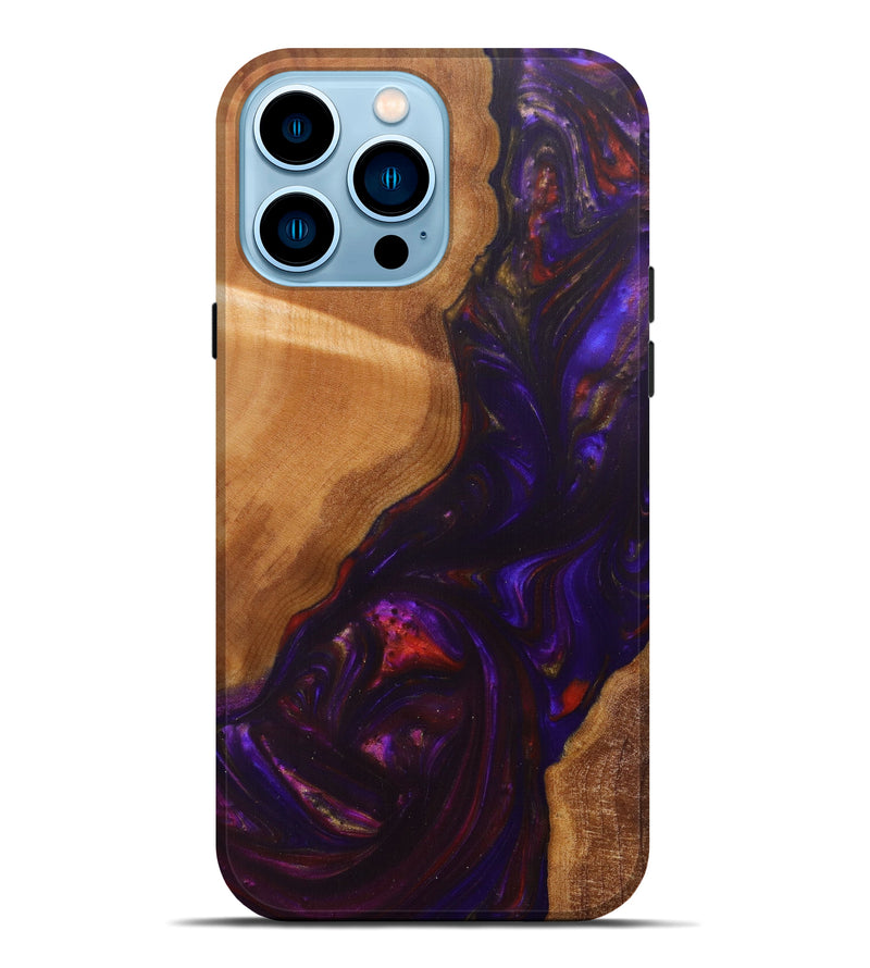 iPhone 14 Pro Max Wood+Resin Live Edge Phone Case - Tomas (Purple, 597052)