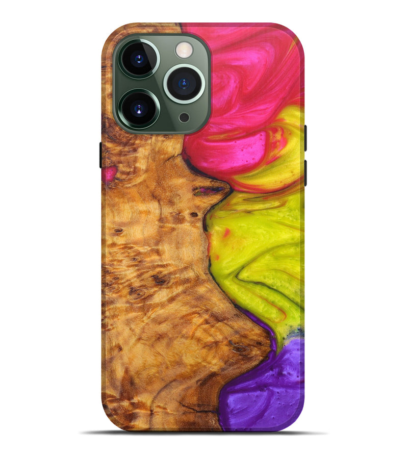 iPhone 13 Pro Max Wood+Resin Live Edge Phone Case - Beryl (Purple, 608611)