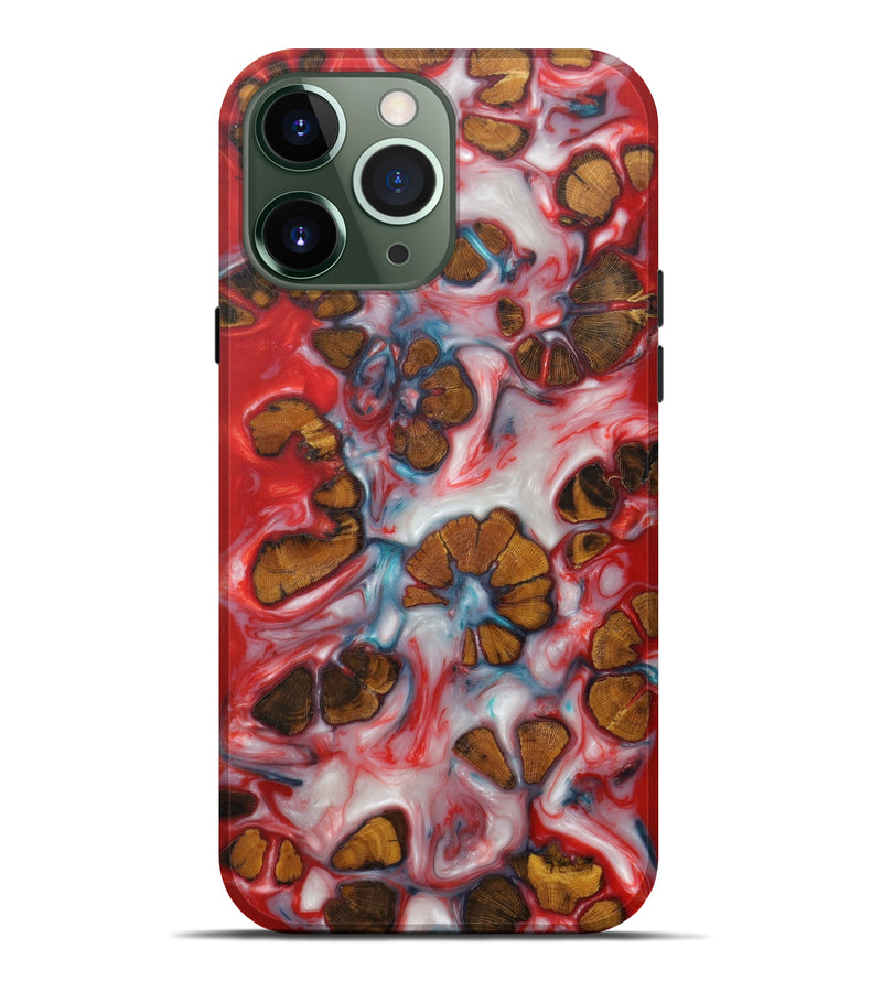iPhone 13 Pro Max Wood+Resin Live Edge Phone Case - Rayshell (Dark Red, 593771)