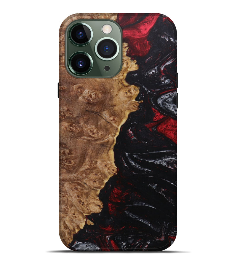 iPhone 13 Pro Max Wood+Resin Live Edge Phone Case - Axl (Red, 623204)