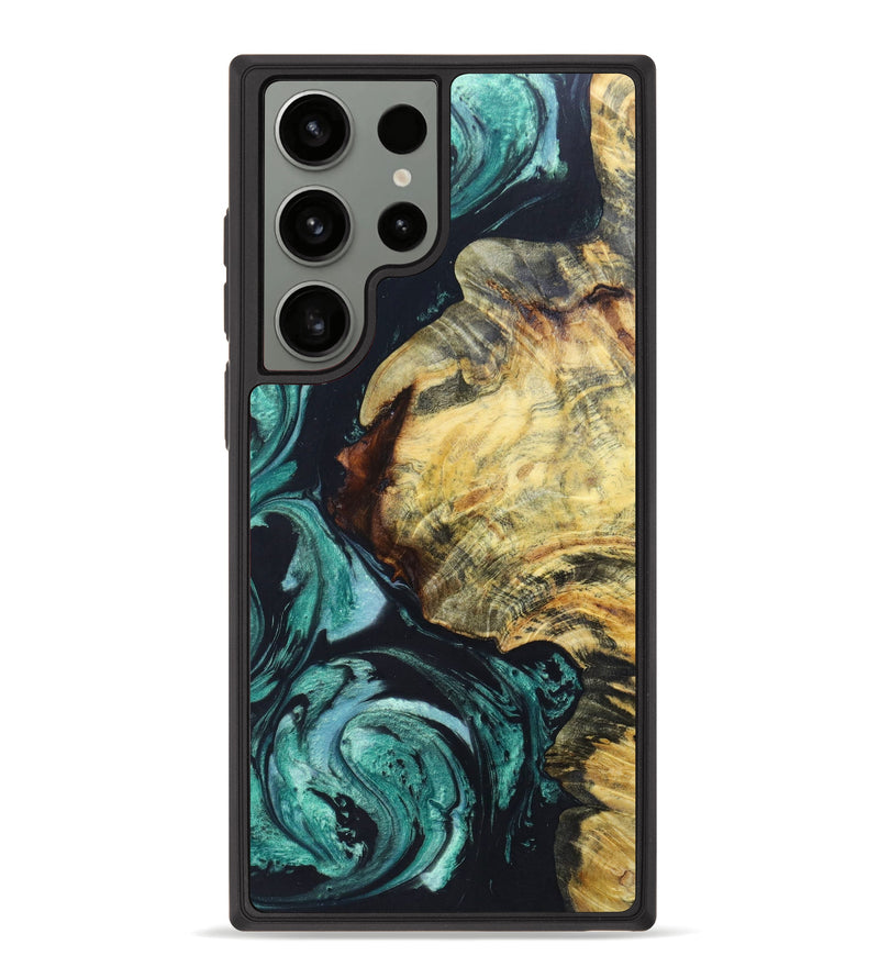 Galaxy S23 Ultra Wood+Resin Phone Case - Fanny (Green, 626381)
