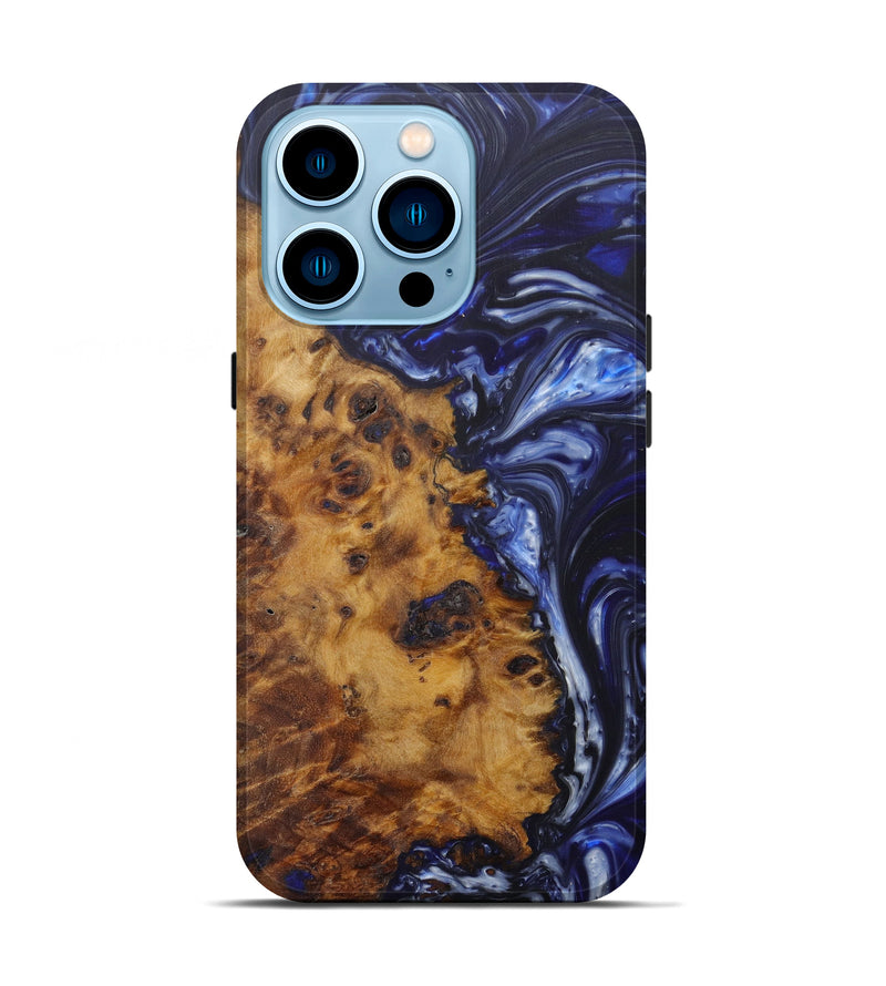 iPhone 14 Pro Wood+Resin Live Edge Phone Case - Gabriela (Dark Blue, 598653)
