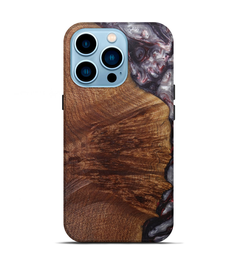 iPhone 14 Pro Wood+Resin Live Edge Phone Case - Elbertine (Dark Red, 592355)