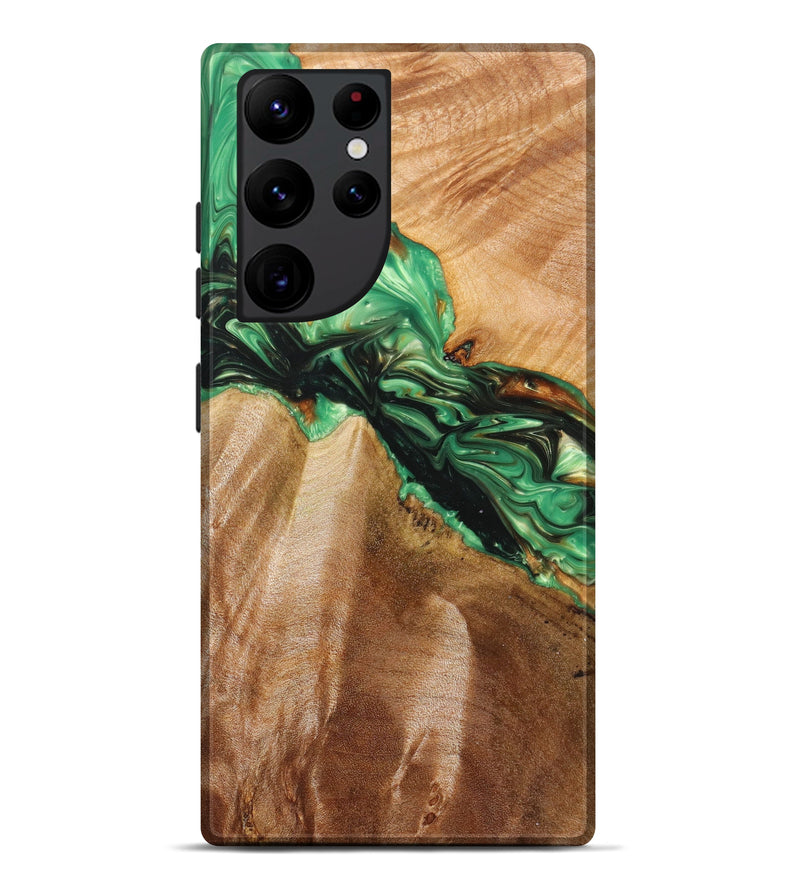 Galaxy S22 Ultra Wood+Resin Live Edge Phone Case - Ainsley (Green, 630117)