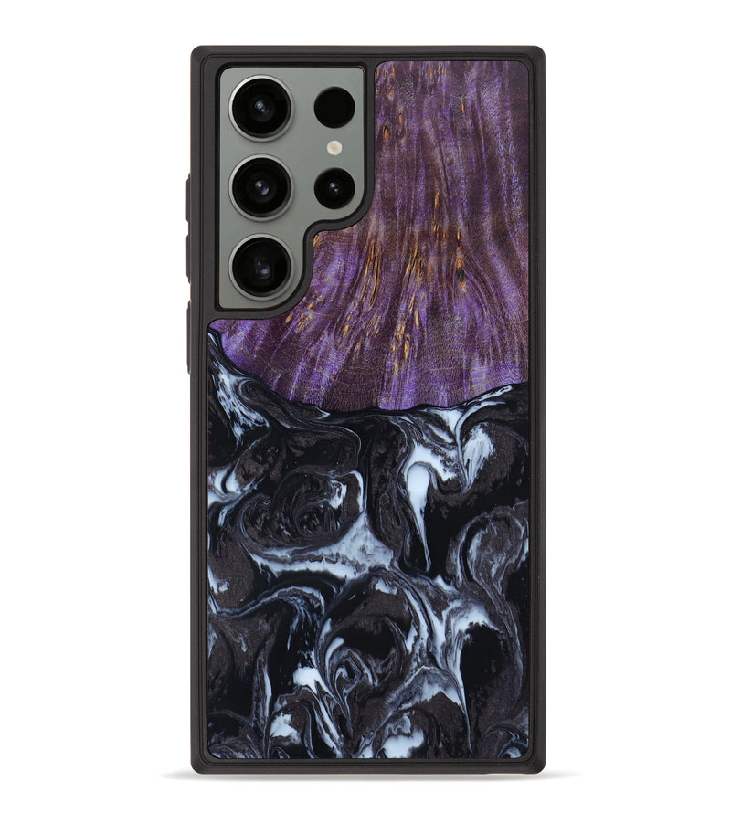 Galaxy S23 Ultra Wood+Resin Phone Case - Anya (Black & White, 623296)