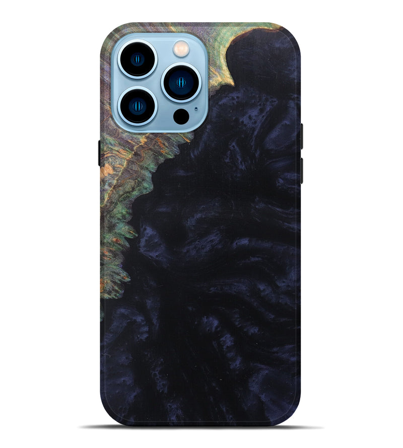 iPhone 14 Pro Max Wood+Resin Live Edge Phone Case - Demetra (Pure Black, 608549)