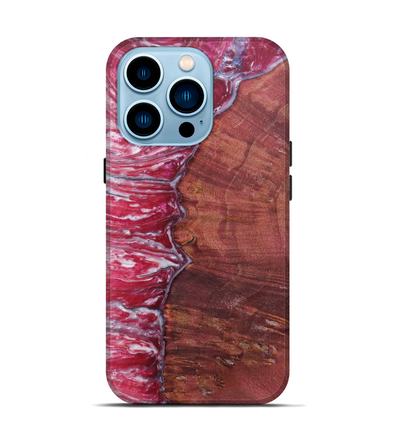 iPhone 14 Pro Wood+Resin Live Edge Phone Case - Ebrahim (Dark Red, 601263)