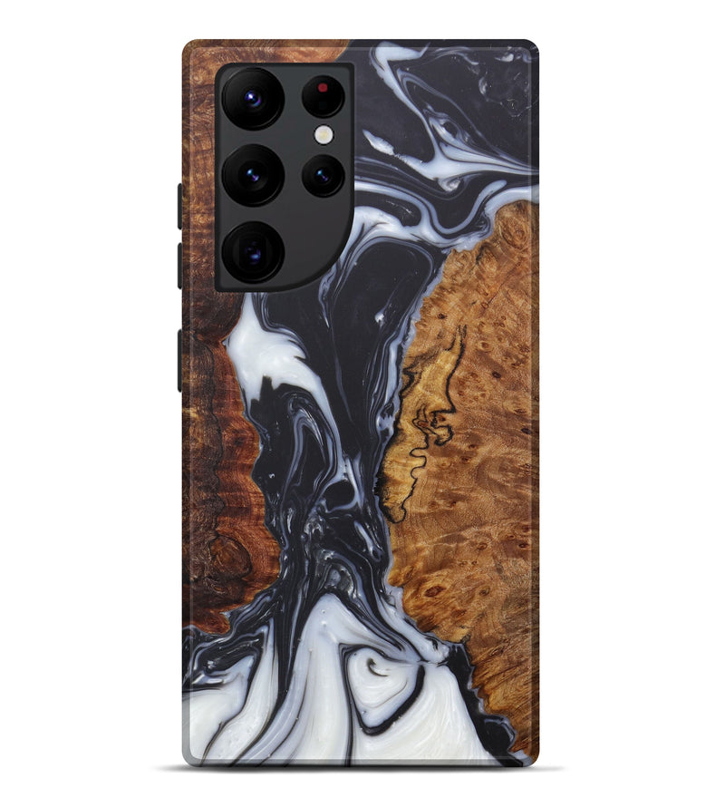 Galaxy S22 Ultra Wood+Resin Live Edge Phone Case - Cherilynn (Black & White, 602521)