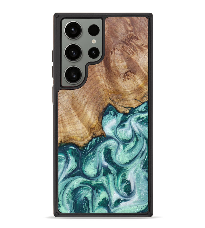 Galaxy S23 Ultra Wood+Resin Phone Case - Alethea (Green, 629128)