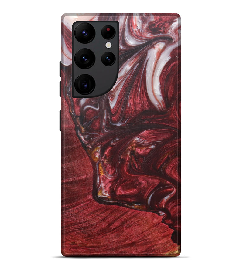 Galaxy S22 Ultra Wood+Resin Live Edge Phone Case - Devi (Dark Red, 607210)