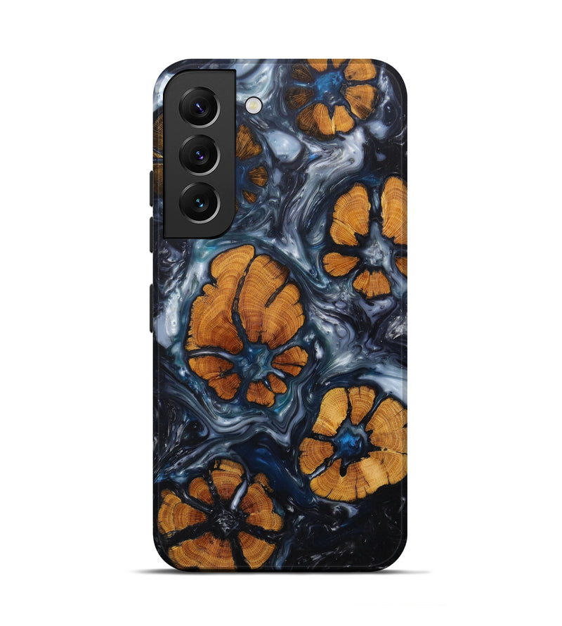 Galaxy S22 Wood+Resin Live Edge Phone Case - Smita (Black & White, 600509)
