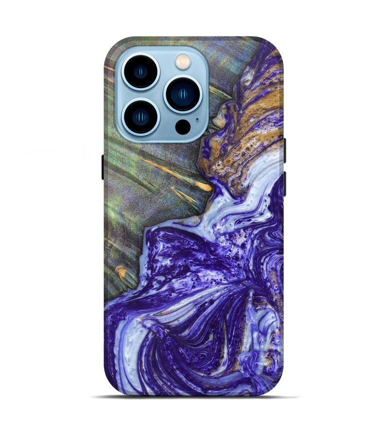 iPhone 14 Pro Wood+Resin Live Edge Phone Case - Rocke (Purple, 607152)