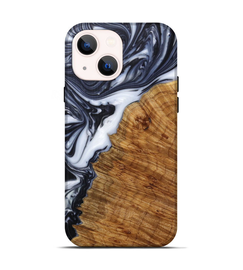 iPhone 14 Wood+Resin Live Edge Phone Case - Daria (Black & White, 614579)