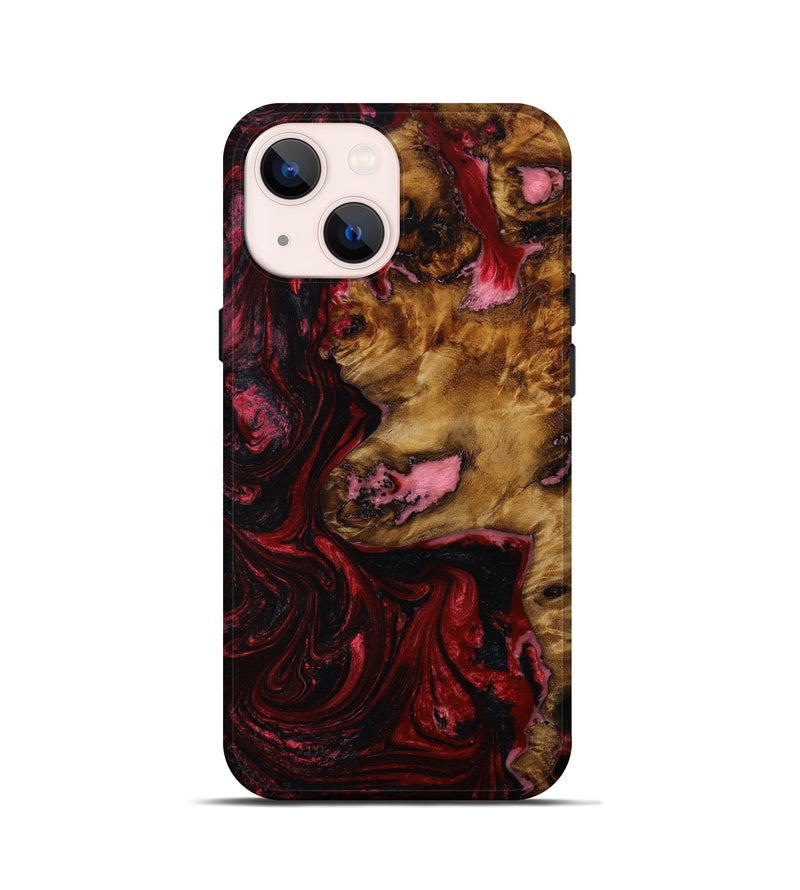 iPhone 13 mini Wood+Resin Live Edge Phone Case - Vicki (Red, 646535)