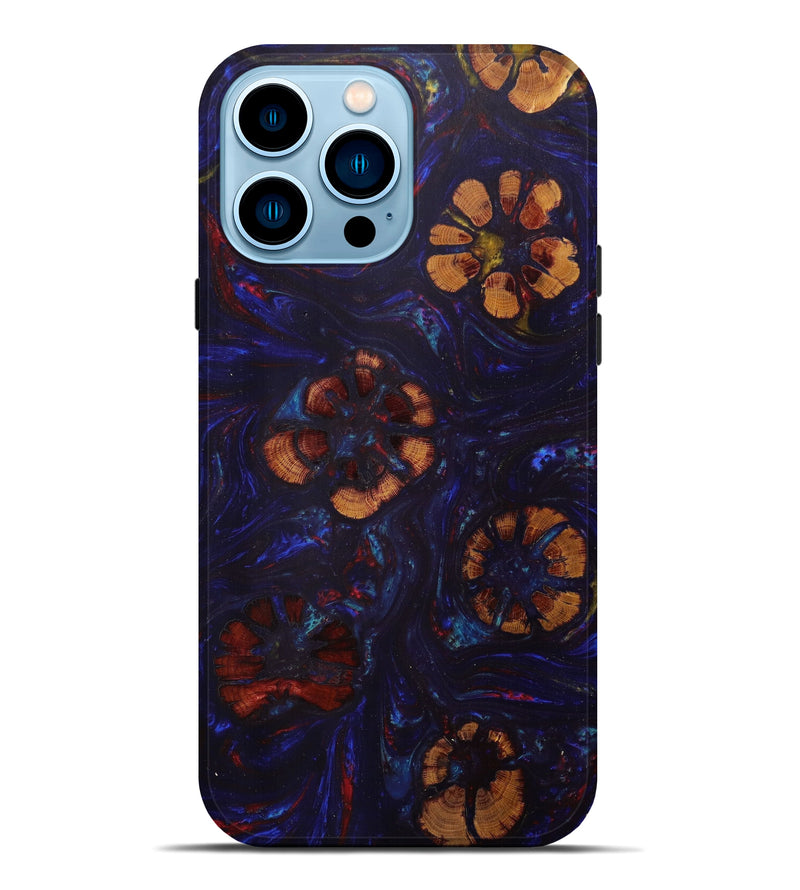 iPhone 14 Pro Max Wood+Resin Live Edge Phone Case - Jaylen (Dark Blue, 610388)