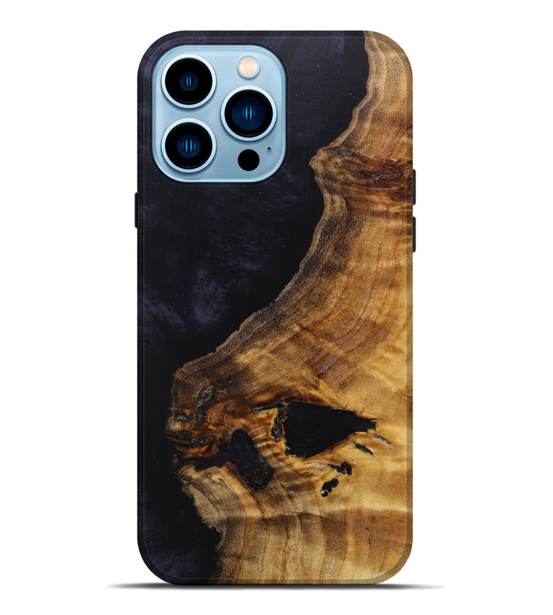 iPhone 14 Pro Max Wood+Resin Live Edge Phone Case - Jaheim (Black & White, 626877)