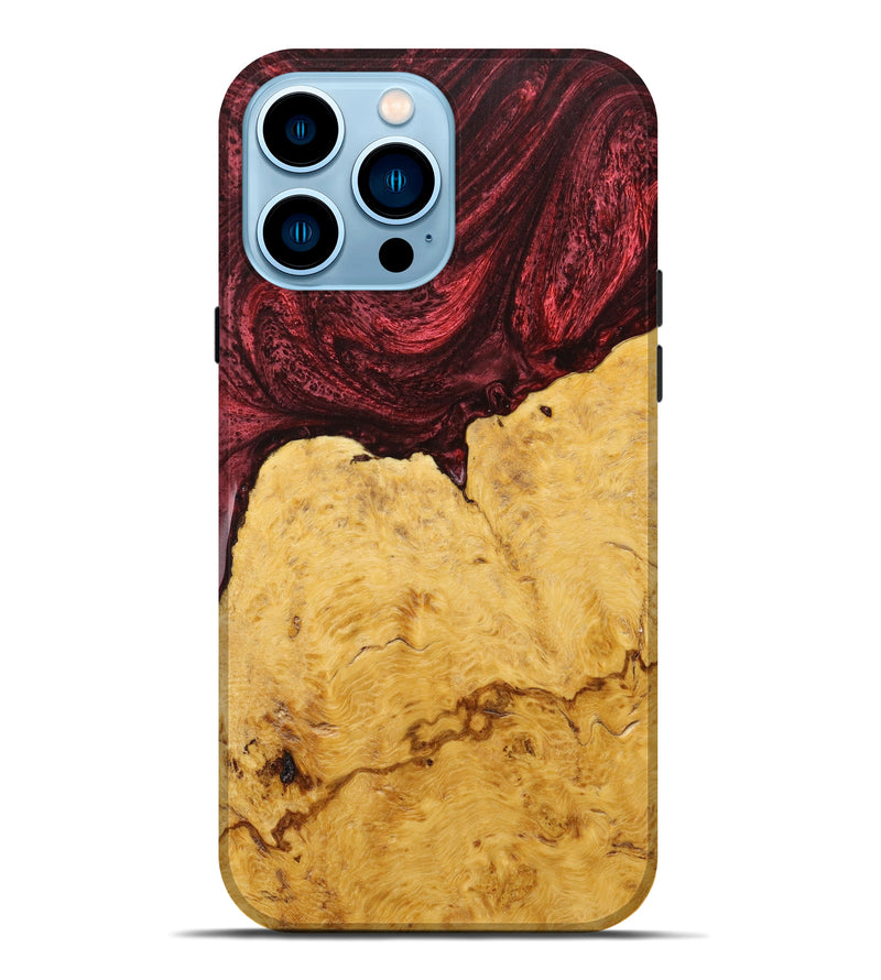 iPhone 14 Pro Max Wood+Resin Live Edge Phone Case - Karter (Red, 640174)