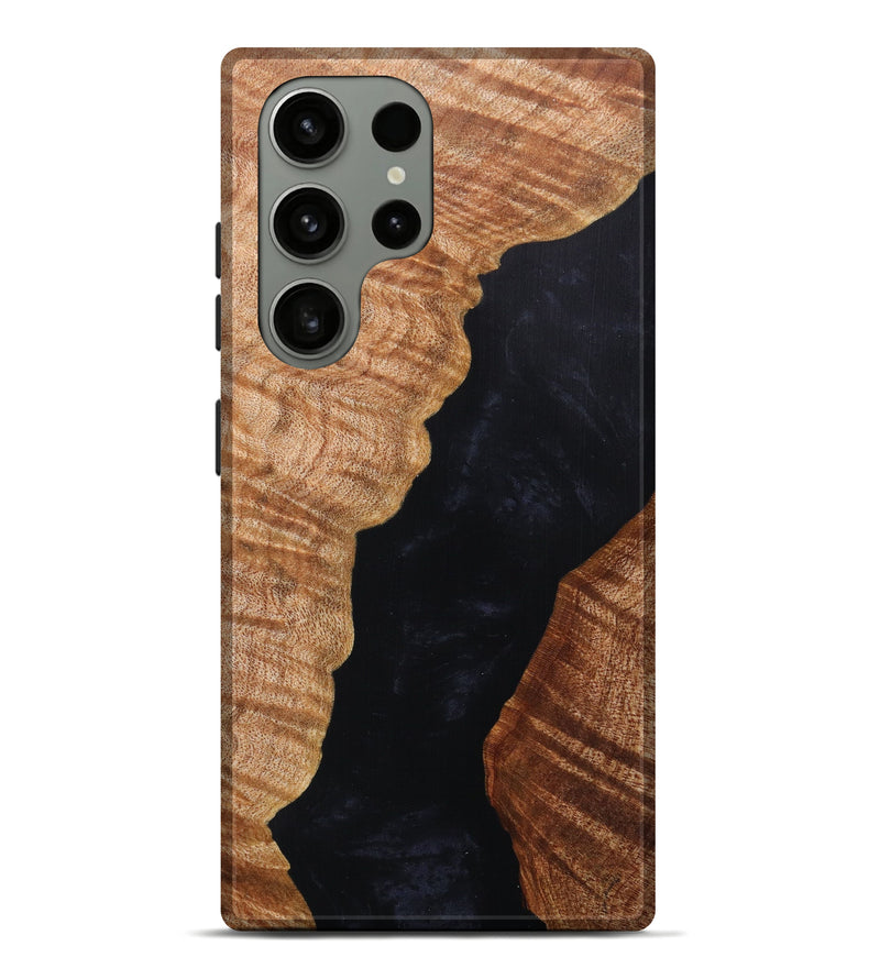 Galaxy S23 Ultra Wood+Resin Live Edge Phone Case - Yazmin (Black & White, 626019)