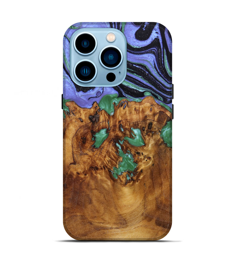 iPhone 14 Pro Wood+Resin Live Edge Phone Case - Marion (Purple, 640470)