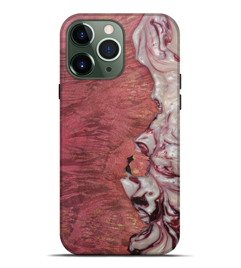 iPhone 13 Pro Max Wood+Resin Live Edge Phone Case - Kaile (Dark Red, 588730)
