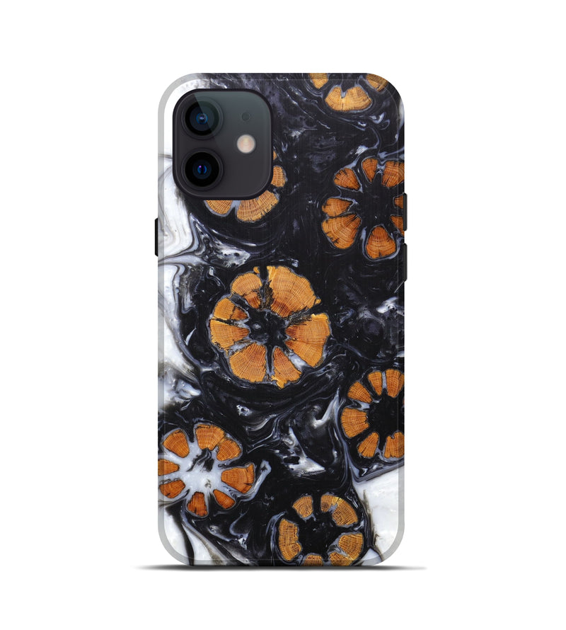 iPhone 12 mini Wood+Resin Live Edge Phone Case - Liduine (Black & White, 605675)