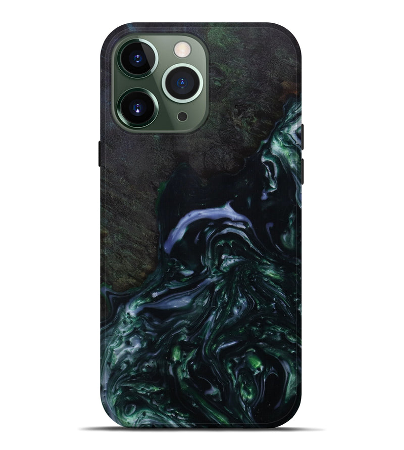 iPhone 13 Pro Max Wood+Resin Live Edge Phone Case - Winnifred (Dark Green, 585155)