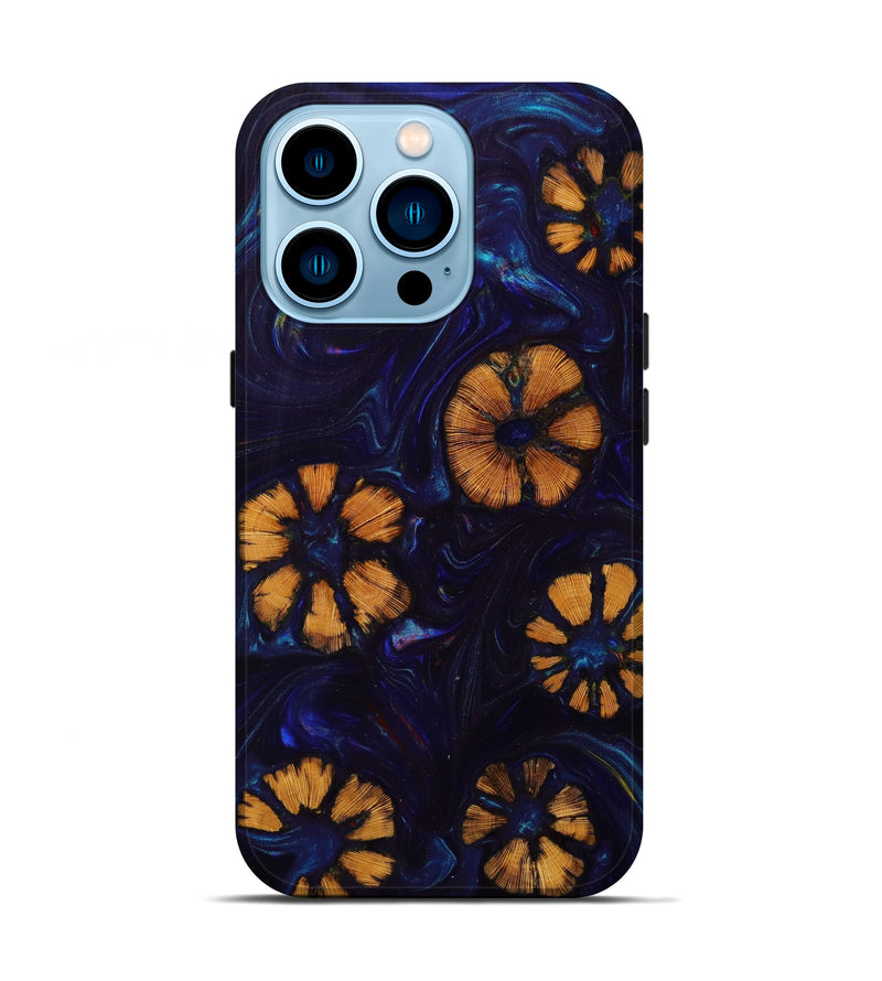 iPhone 14 Pro Wood+Resin Live Edge Phone Case - Jeannine (Blue, 645622)